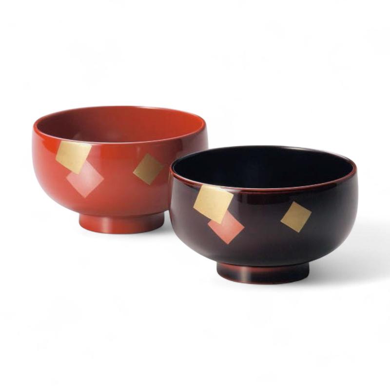 J-kitchens 家族 2客セット 漆器 椀 木粉と樹脂の合成加工 漆塗り 手塗り 磨き蒔絵 PID-636635 日本製