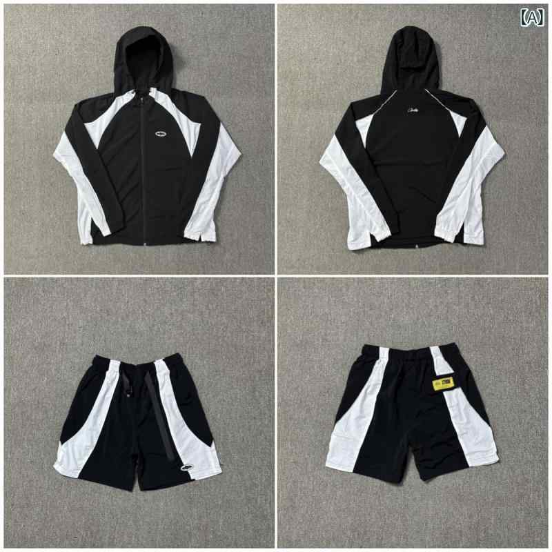 コルテズの 新型 バッジ ロゴの 衝突 色の 突撃 服の 薄い コートの 運動の半 ズボンの 男女の ゆったり して いる レジャーの スーツ
