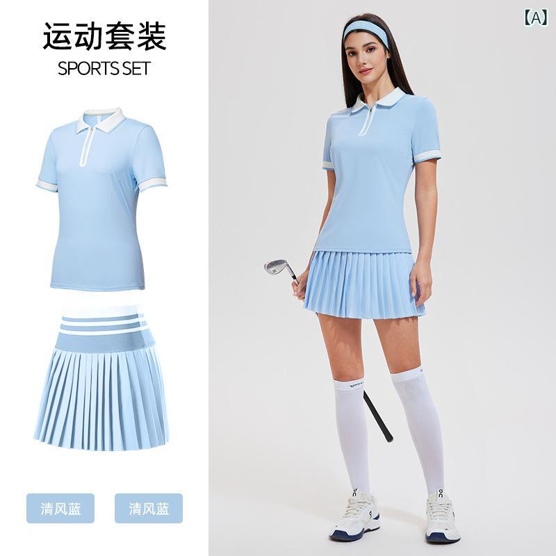ゴルフ 運動競技 背広 レディース 半袖 夏 厚地の外套 スポーツシャツ 着痩せ 高 ?感 カジュアルテニスカジュアルスポーツウェア
