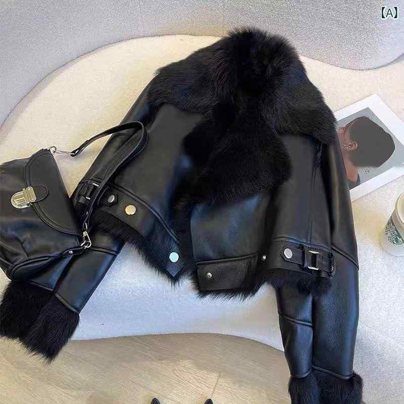 黒い 毛皮の コートの 女性の 短い タイプ 2025 冬の 服の 新型の 厚い 保温 機関 車の 服の ジャケットの 上着