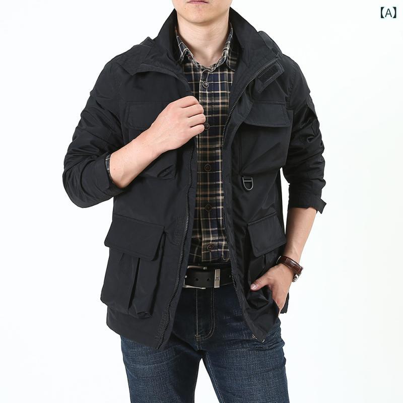 科学 技術 三防春秋戸外突撃服 ジャケット 男性 防風 防水多 ポケット ファッション 工 装 コート ブーム 4,831円