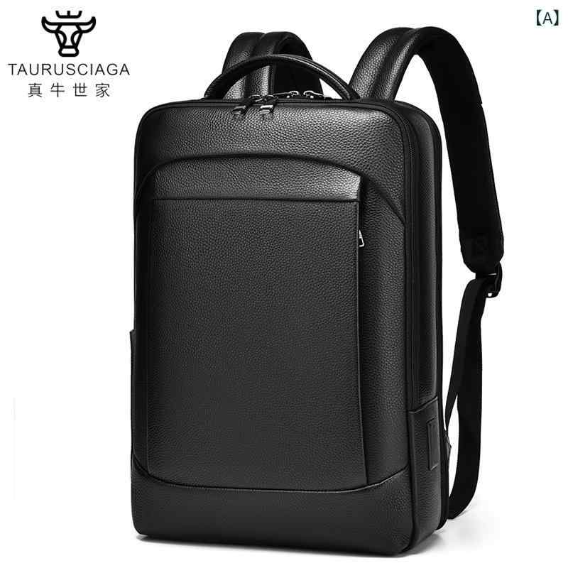 高品 質本 革 メンズ リュックサック 2024 新品 ビジネス ハイエンド 牛革 コンピュータ リュックサック 男性大 容量