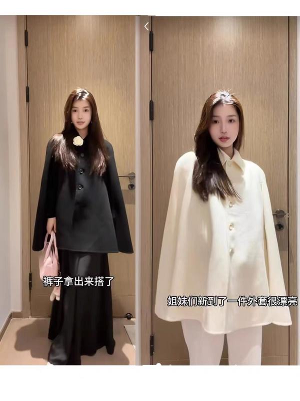 金持ちの オタクの 女性の 毛は マントの ショールの コートの 白い 百 合の 短い 両面の ウールの ラシャの コートです。