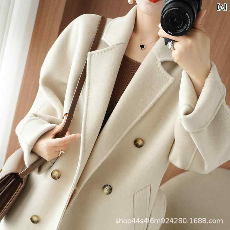2022 秋冬の 新型 両面 ウール コートの 女性の 中の 長 さは ゆったり して います。｜うたかた雑貨