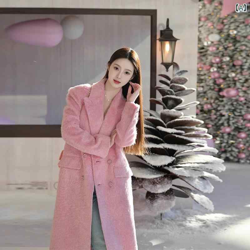 女性の ための ハイエンド 韓国 スタイル ウール コート 2025 春 トップフレンチスタイルセレブ 厚い ロングウールコート