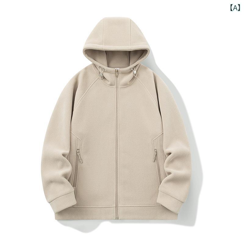 外国 貿易 輸出 カット 両面 パイル フード 付き カーディガン 男性 秋冬新 商品 保温 フリースジャケット