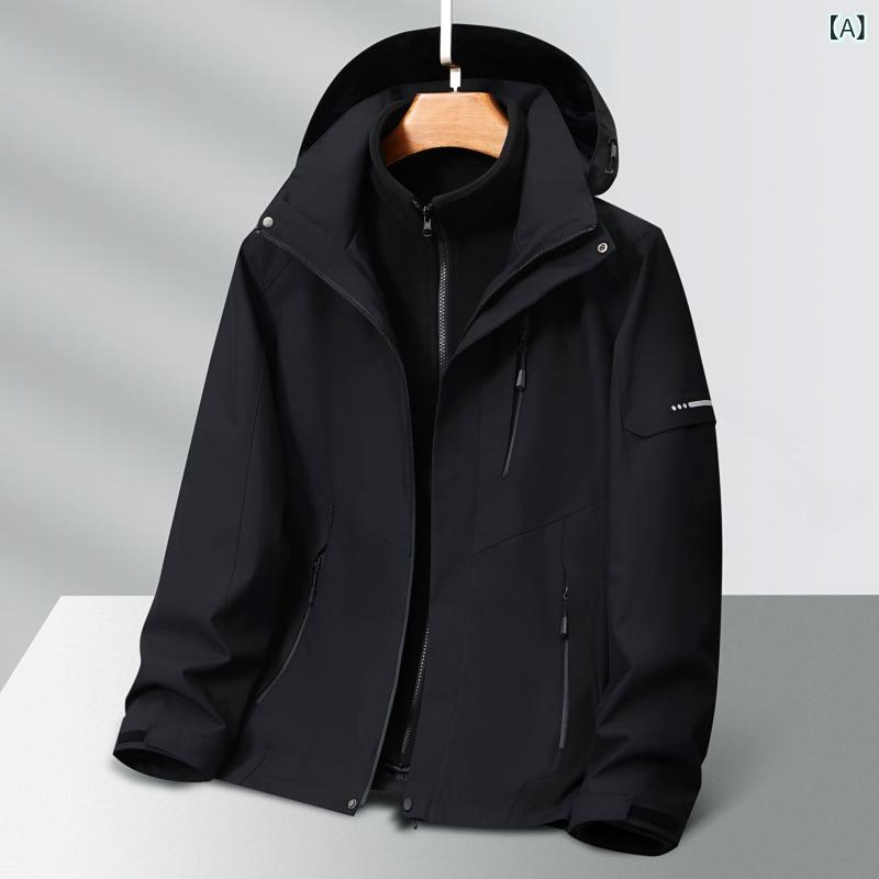 アウトドア カップルの 突撃 服 三 合一は 旅行 登山 服を 二 点 セット 取り外して、 冬には ベルベットの 厚い コート 男を 着ます