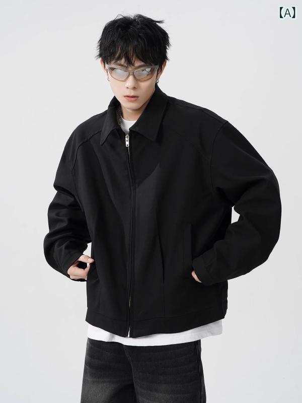 アメリカの高 街の 郭 形の 短い 襟の 綿の 服の 男性の 秋の cleanfitの ごろつきの かっこいい ジャケットの ゆったり して いる カジュアルな コートの 潮