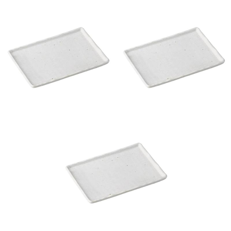 3個セット 白釉格子21cm焼物皿 [ 21×14.5×2.7cm ] | 焼物皿 セトモノホンポ(Setomonohonpo)