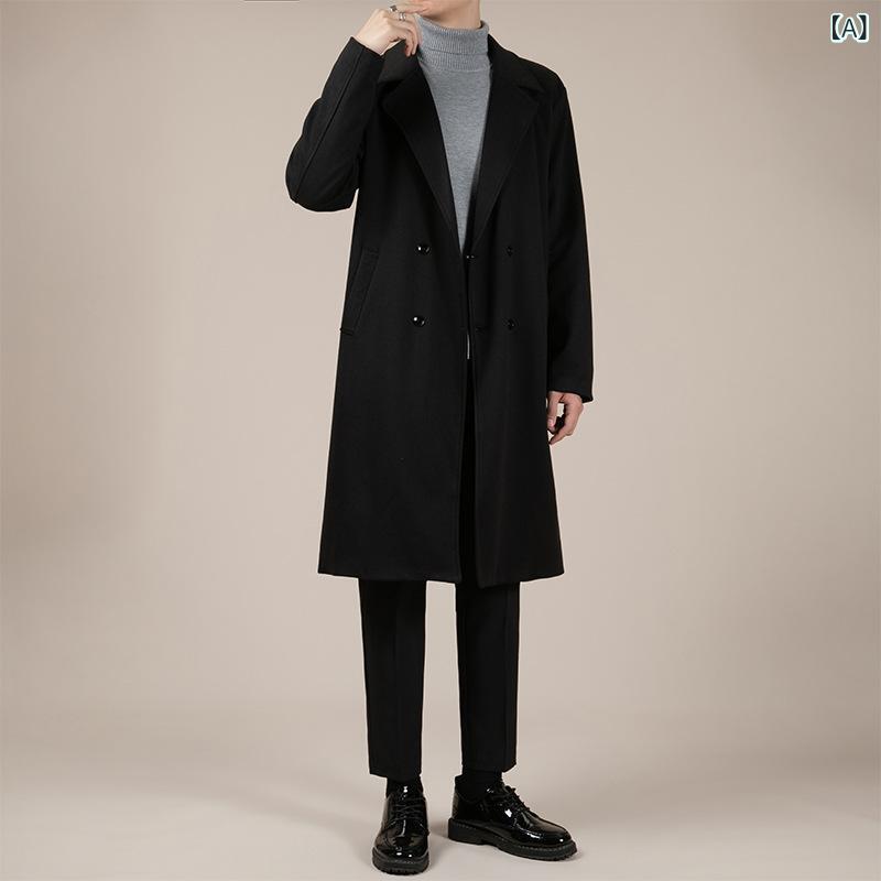 秋冬 風 衣 男の 中の 長 さの 毛は 膝を 越えて 韓国 式の コートの ファッション ブランドの カジュアルな 高級 感の ごろつきの ハンサムな コートの 英 倫 風です。