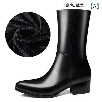 秋冬の 男性の 靴の 先の 中の 筒の 頭の 層の 牛革の 男性の 靴の ファスナーの ブーツと 靴の 大きい サイズを 詰めます。