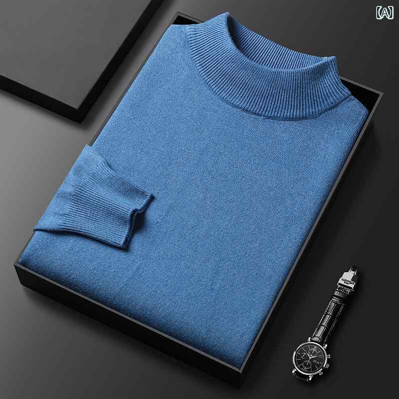 秋冬の 男性の セーターの ニットの 底の シャツの 中で 青年の 紳士 服は 純 色の 半 高 襟の プルオーバーの セーターの 多色を 修理 します。