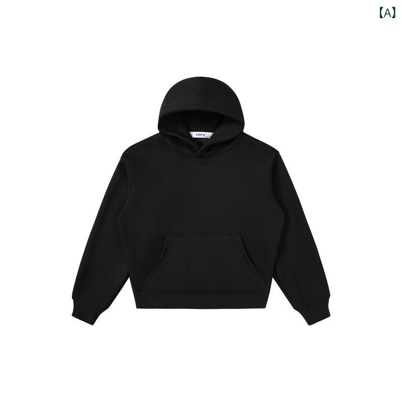 RDT 紳士 服 | グレー クリーン フィット スウェットシャツ アメリカン フード 付き スウェットシャツ 550 G ベーシック ソリッド カラー ショート パーカー メンズ