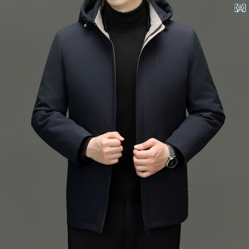 活 里 活 面 ダウン ジャケット 男性 秋冬 フード 付き インナー インナー 保温 ダックダウンジャケット 男性 冬 服 コート｜うたかた雑貨 13,629円
