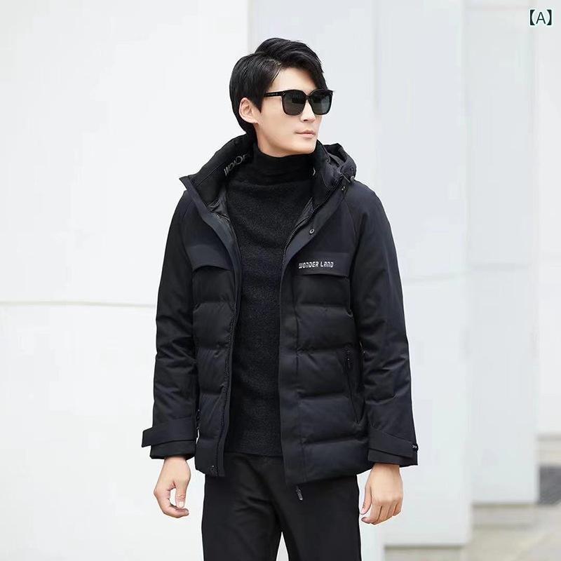 ゴールドバーグファッション 帽子 付き 保温 ダウン ジャケット 冬の新 商品の 中 長 ダウン ジャケット 男