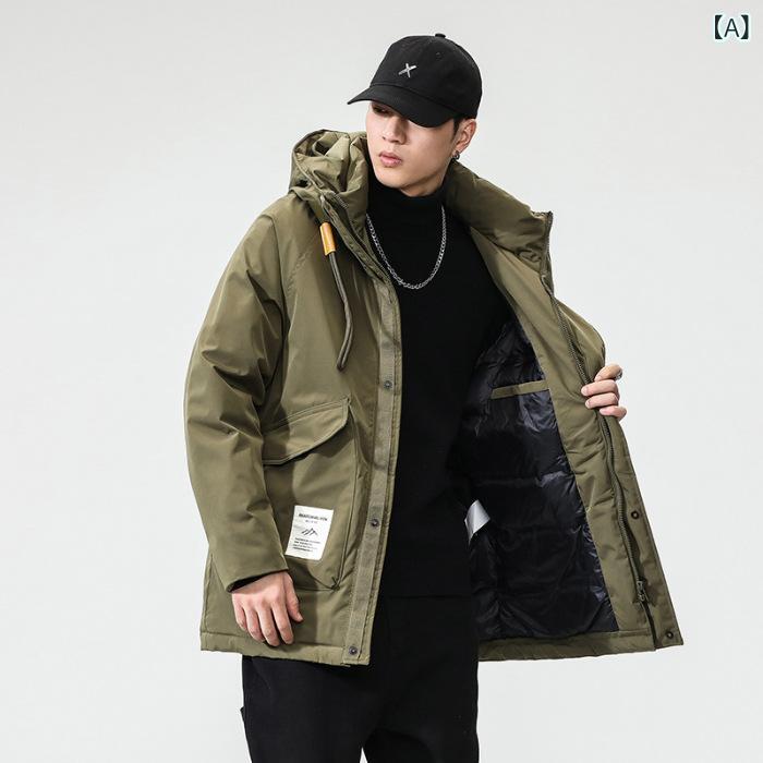 ダウン ジャケット 男性 冬 2024 新型 耐寒 軍 コート 保温 男性 ファッション ブランド 工 装 コート大 サイズ 中 長|うたかた雑貨