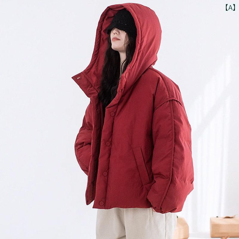 秋冬新 款? ?帽短 款防 ?水 加 厚 羽 ?服 女 保 暖 外套 厚