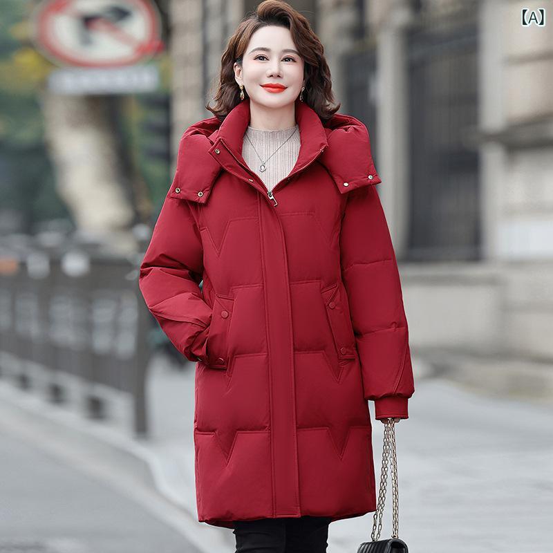 大 ブランドの 中の 長 さの 絨毛 服の 女性 2024 冬の 新型の 中年の お母さんの 洋 気は ゆったり して いて 痩せて います。
