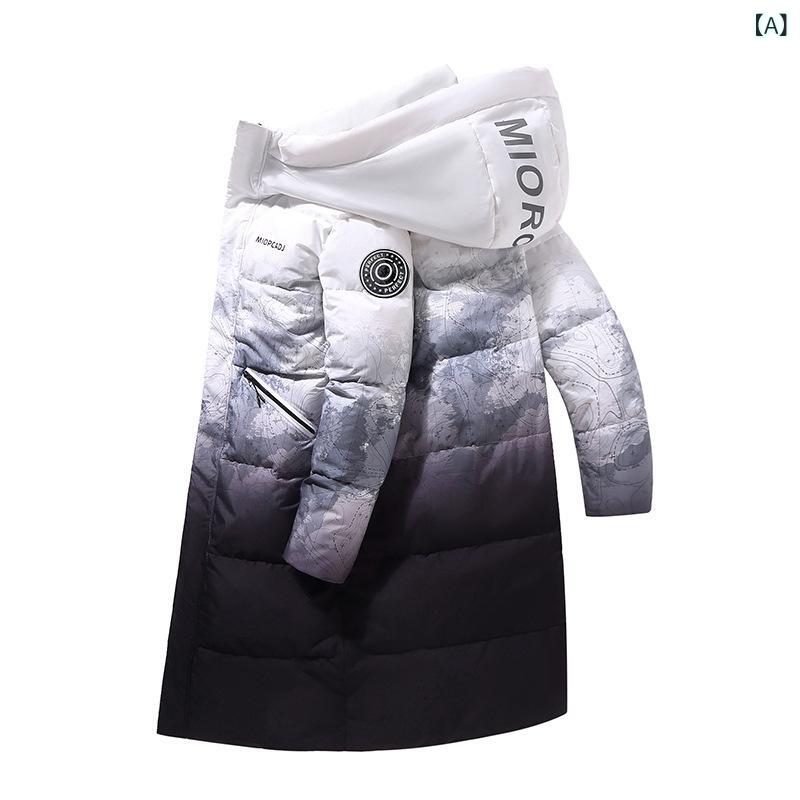 国境を 越えた 貿易 冬 メンズ 防寒 服 メンズロングカップル 膝 上 厚く 暖かい 若者 ジャケット 工場 直接 供給