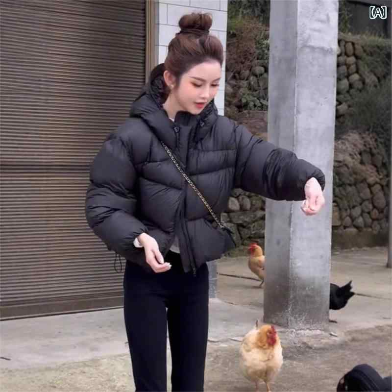 シュークリームの ふわふわと 帽子の ダウン ジャケット