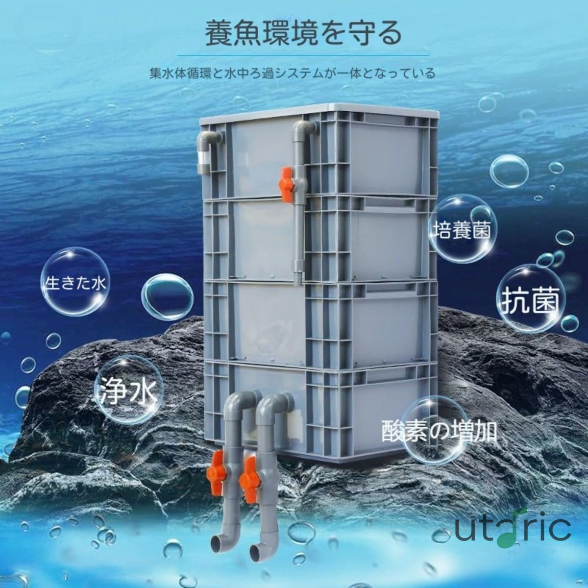 水槽フィルター 上部箱フィルターボックスの魚の池の浄化循環水装置水槽トリクルボックスフィルターボックス 熱帯水族館に適しています (2段高さ34*長さ40*幅30cm)