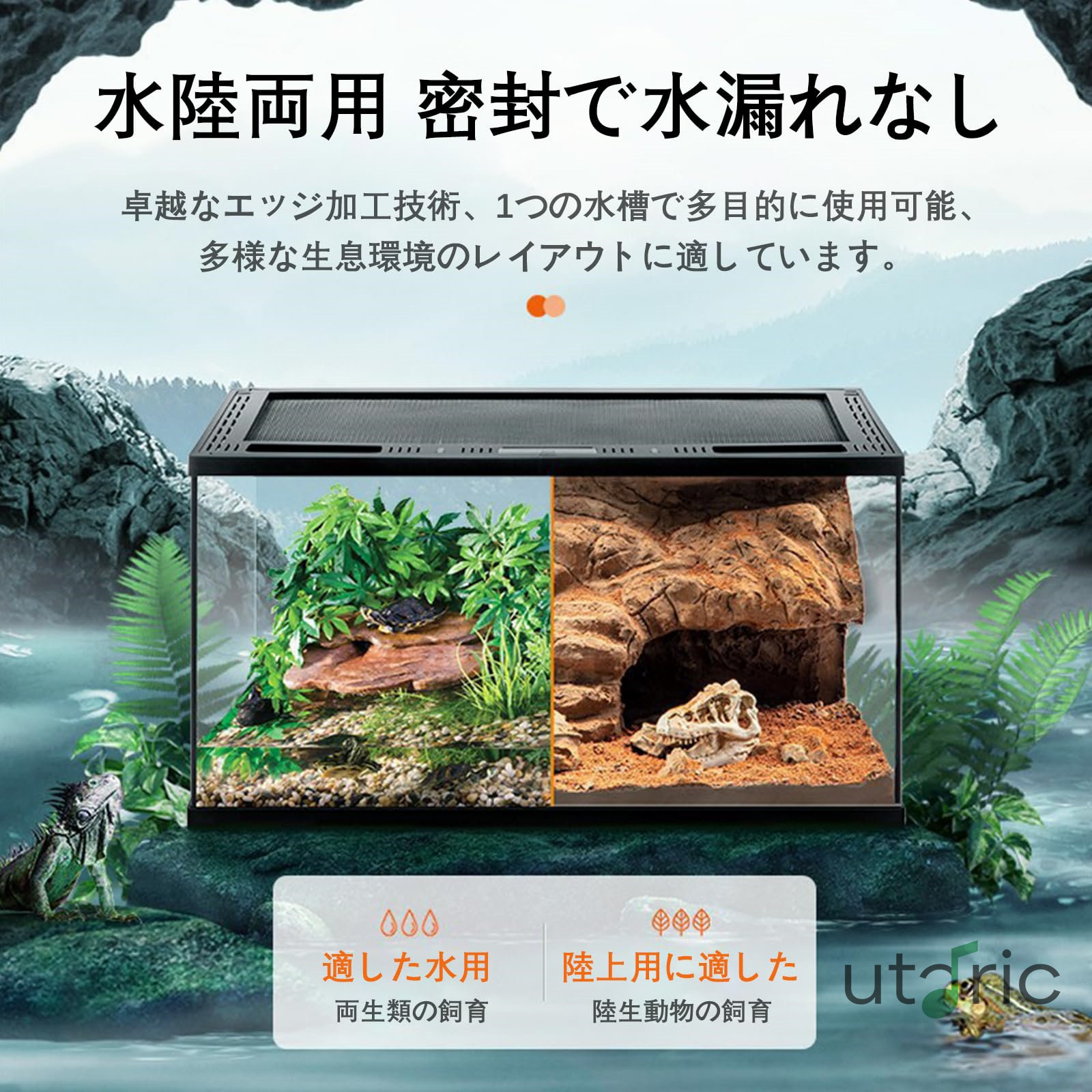 GrnArt トカゲ ケージ 爬虫類 飼育ケース 昆虫飼育ケース 小動物 餌入れ アクリル製飼育容器 餌箱 透明 通気 容器アクリル 換気が良い 給餌 ボックス 亀 ヤモリ 爬虫類鉄鉱石タンク カメ クモ ハリネズミ 小型ヘビなど 動物 (30*30*20cm)｜utaric