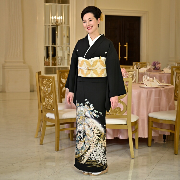 楽天市場 レンタル 黒留袖レンタル フルセット 桂由美 ブランド 高級 正絹 結婚式着物 留袖 着物 黒留袖 黒留袖レンタル Kotohogi ことほぎ 金彩友禅 母親 親族 第一礼装 フォトウェディング 着物レンタル レンタル着物 黒留め袖 貸衣装 レンタル衣装 チャペル婚 菊