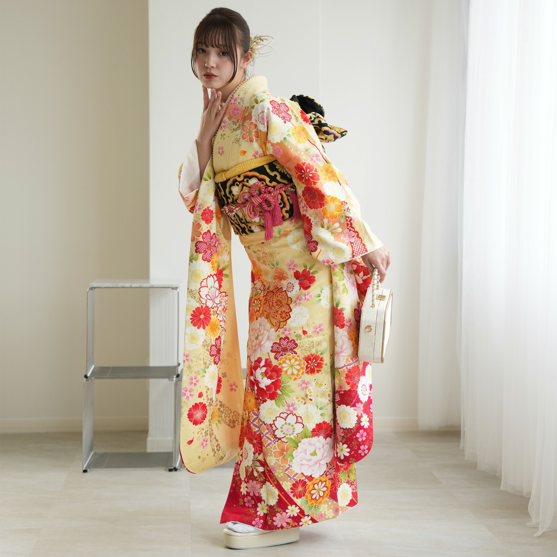 楽天市場】【レンタル】【振袖 正絹着物+正絹袋帯 21点セット 絵羽