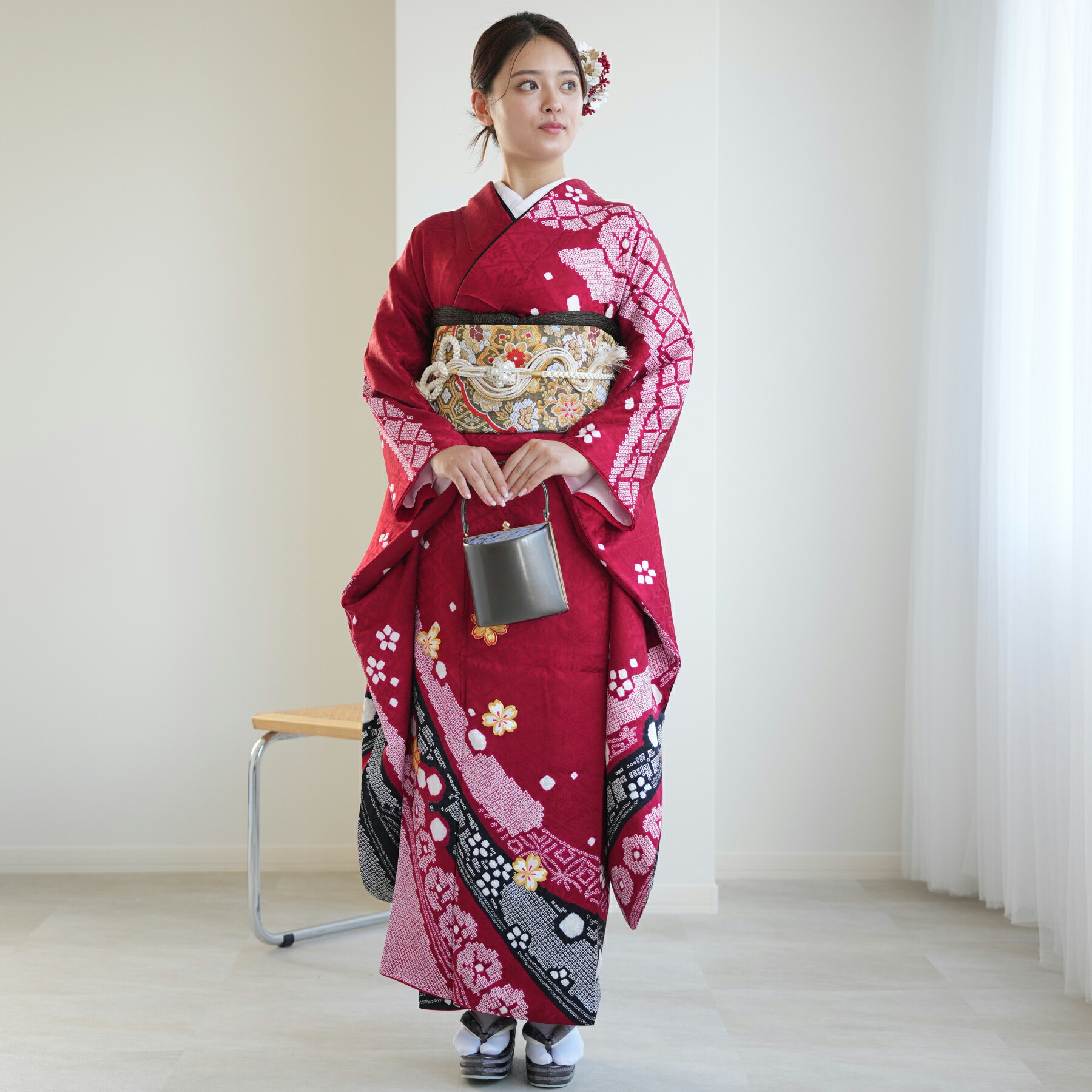 帯する二部式　振袖着物　絹　セット 1000600900.jpg