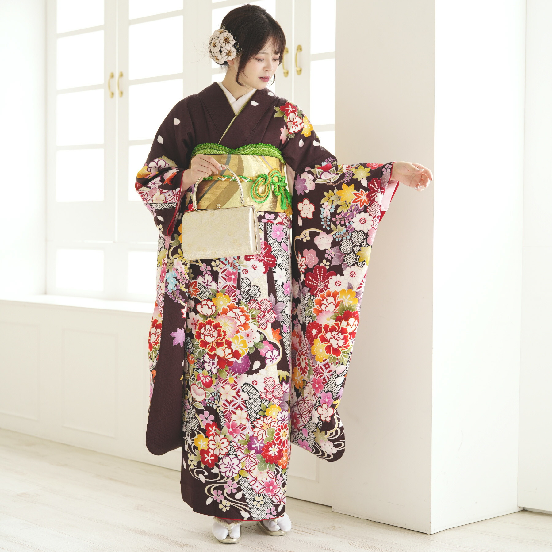 楽天市場】【レンタル】【振袖 正絹着物+正絹袋帯 21点セット 絵羽