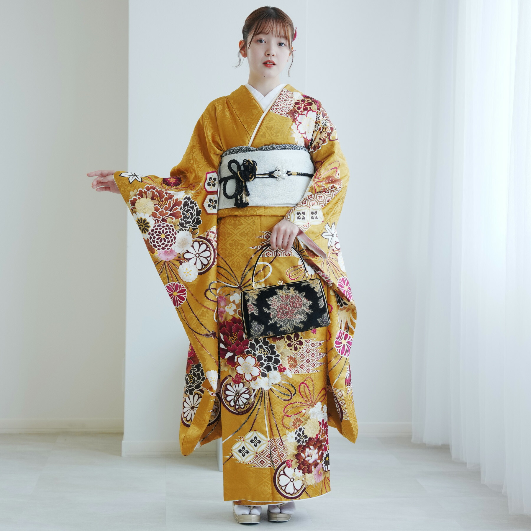 楽天市場】【レンタル】【振袖 正絹着物+正絹袋帯 21点セット 絵羽 柳