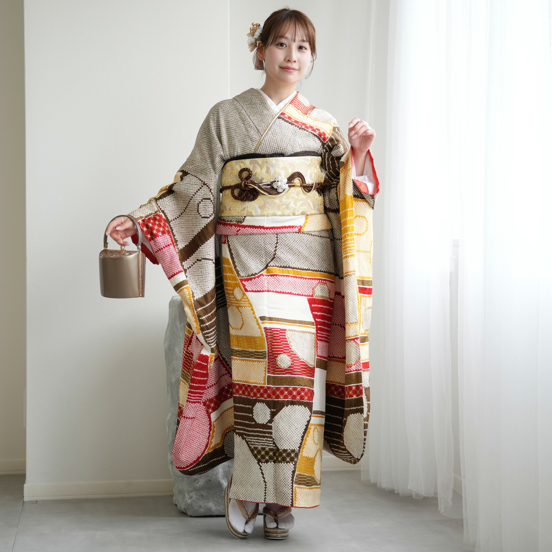 楽天市場】【レンタル】【振袖 正絹着物+袋帯 21点セット 絵羽 洗柿色