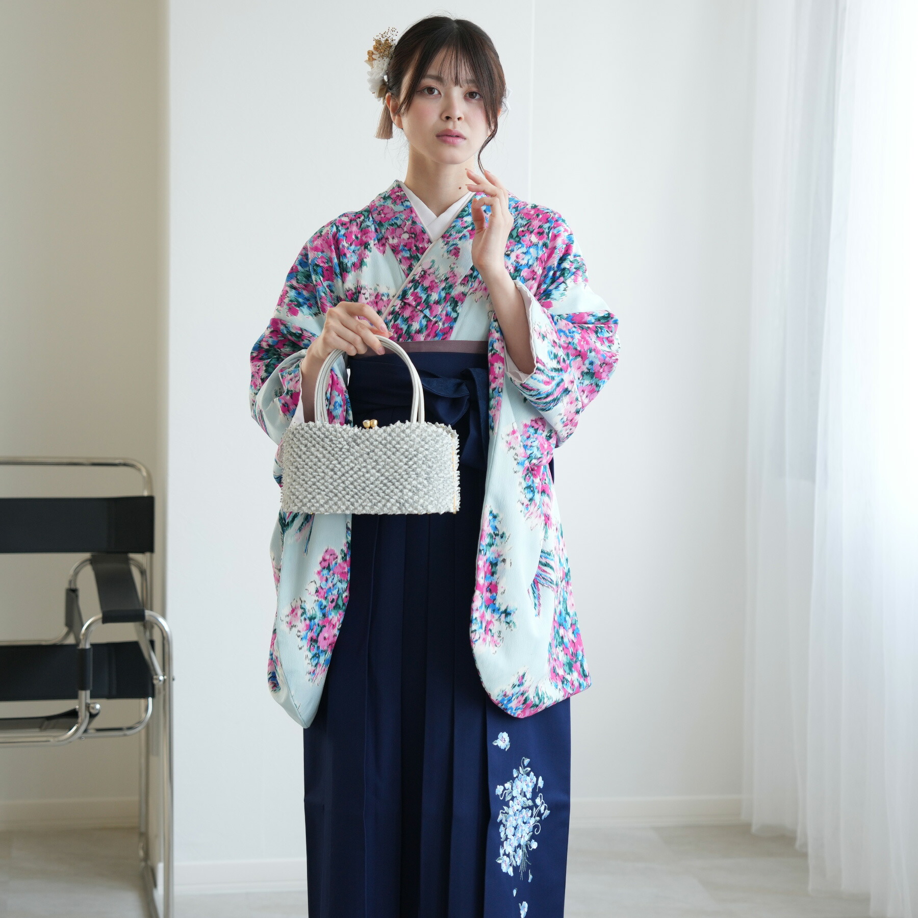 袴セット 130cm 着物/半襟付き襦袢/袴/帯枕付き帯/腰紐x2の6点 袴セット 130cm 着物/半襟付き襦袢/袴/帯枕付き帯/腰紐x2の6