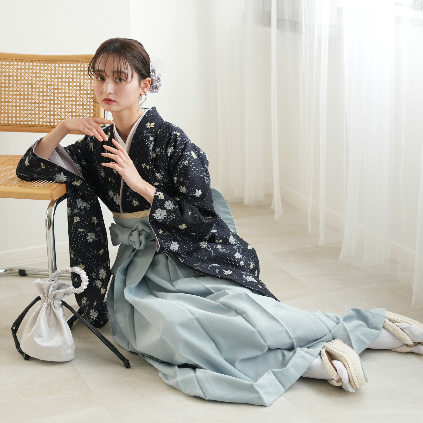 【レンタル】【utatane 袴 17点セット 国産生地 】二尺袖着物 はかま フルセット 卒業式 大学生 専門学生 レディース 女性袴91cm-99cm(適応身長約153-170cm)足袋プレゼント 重ね衿縫い付済 往復送料無料|utatane