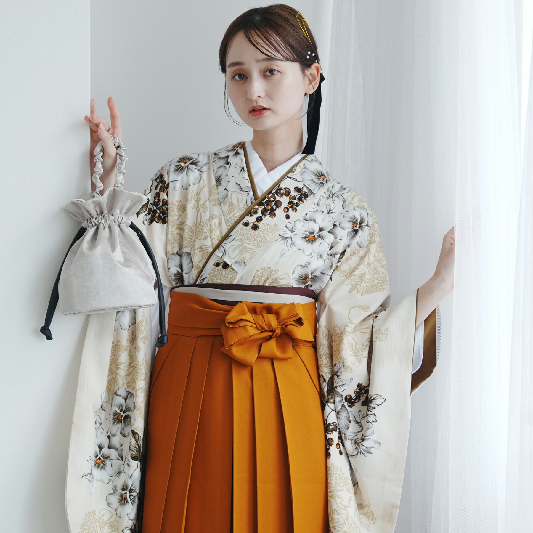 2尺袖 ブランド ポリエステル着物 JILLSTUART 袴用 新品未使用品 袴 レンタル 卒業式 2尺袖着物 17点セット JILL STUART ジル