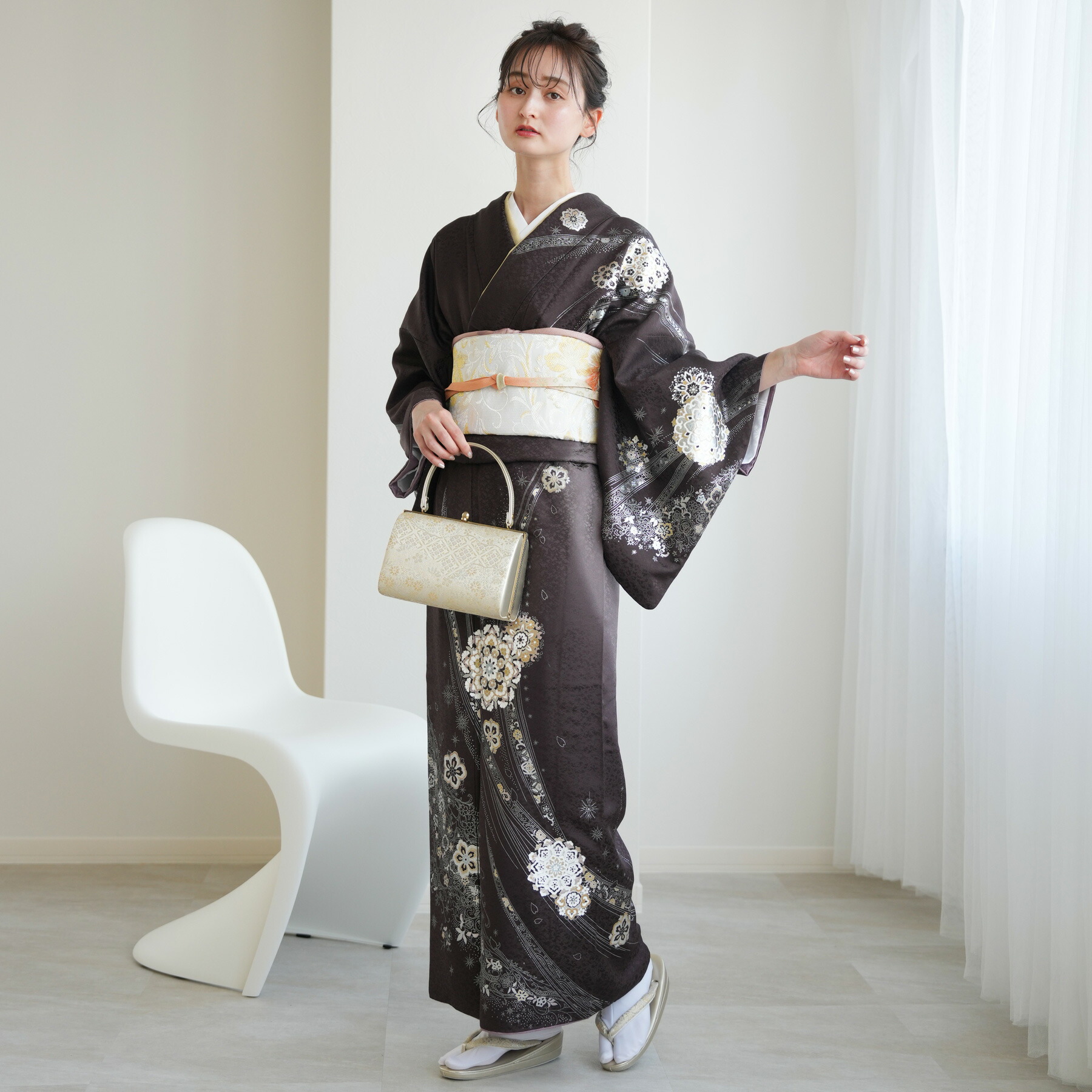 訪問着フルセット【208】正絹　披露宴　お宮参り【訪問着、袋帯、帯締め、帯揚げ】 訪問着フルセット 袋帯 帯揚げ 帯締め 結婚式 披露宴 七五三