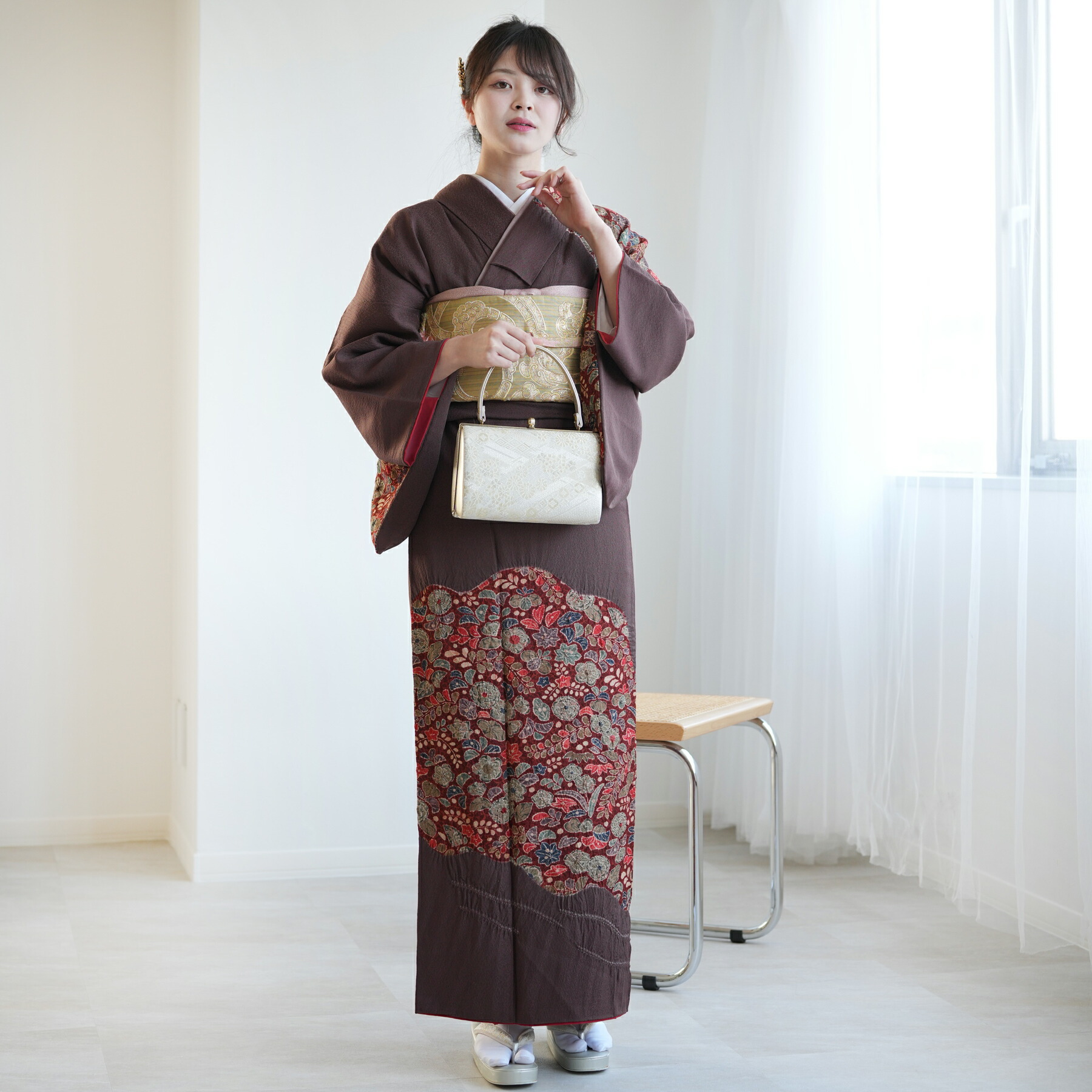 訪問着 4点フルセット 979Ｂ 入学式　結婚式　七五三　お宮参り 汕頭刺繍 訪問着レンタル 結婚式 卒業式 入学式 七五三 hw1196 着物