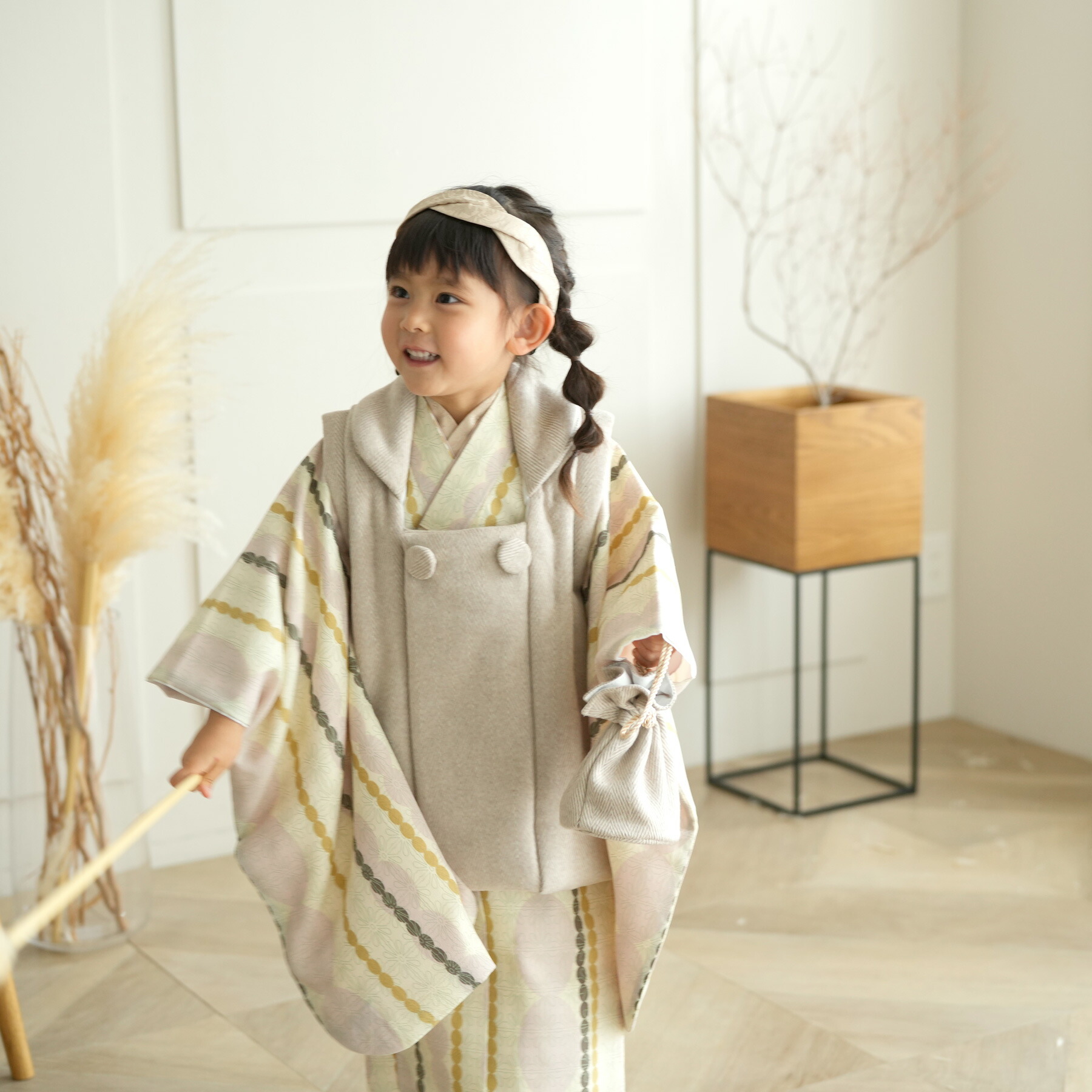 HAMAMIKE　ひよこ商店　七五三　3歳　着物 レンタル】七五三 3歳 着物 ひよこ商店 女の子 被布セット 子供