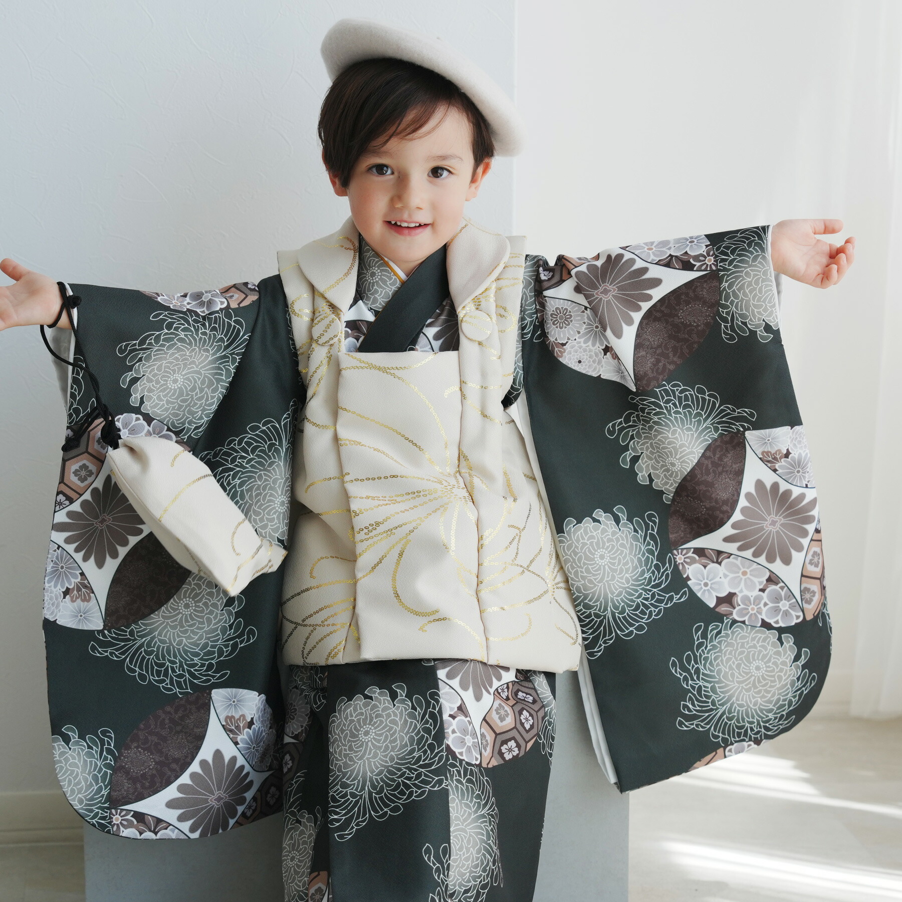 楽天市場】【ひよこ商店 kids 七五三 着物 3歳 男の子 ベレー帽