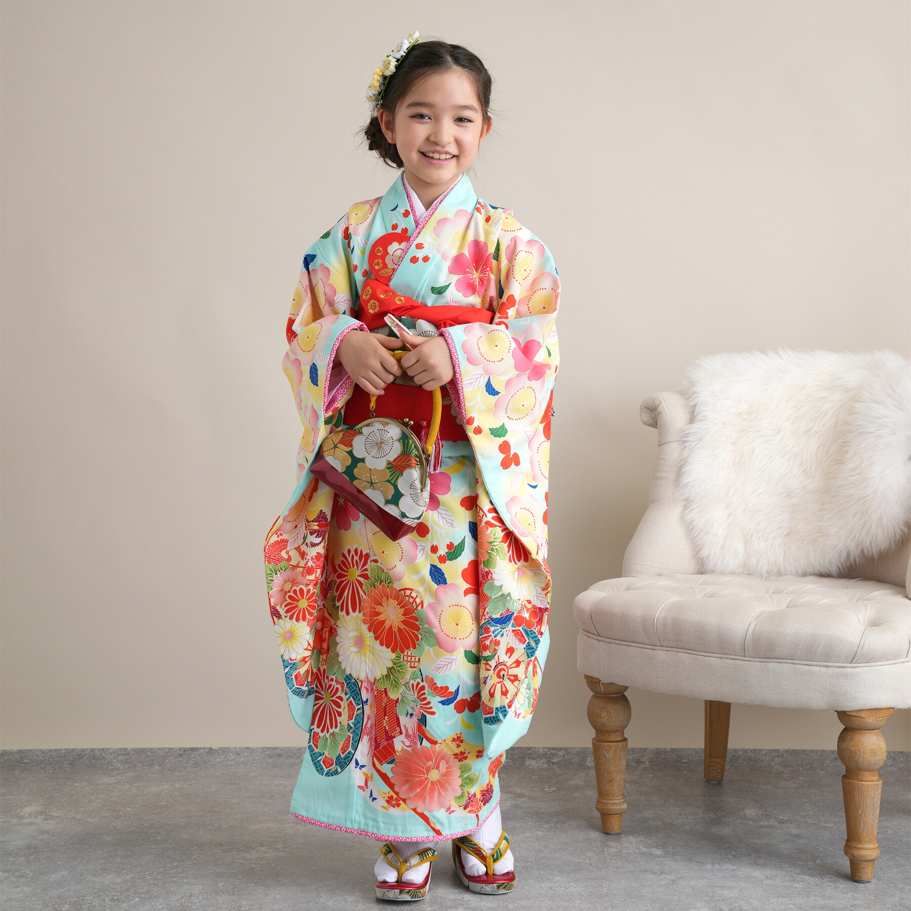 【レンタル】乙葉 おとは ブランド 祝着 7歳 お祝い着 着物 七五三 お正月 初詣 雛祭り 七歳 レンタル 女の子 女児 女 四つ身 フルセットレンタル 安い レトロ 大正浪漫 モダン 新品足袋プレゼント 往復送料無料｜utatane