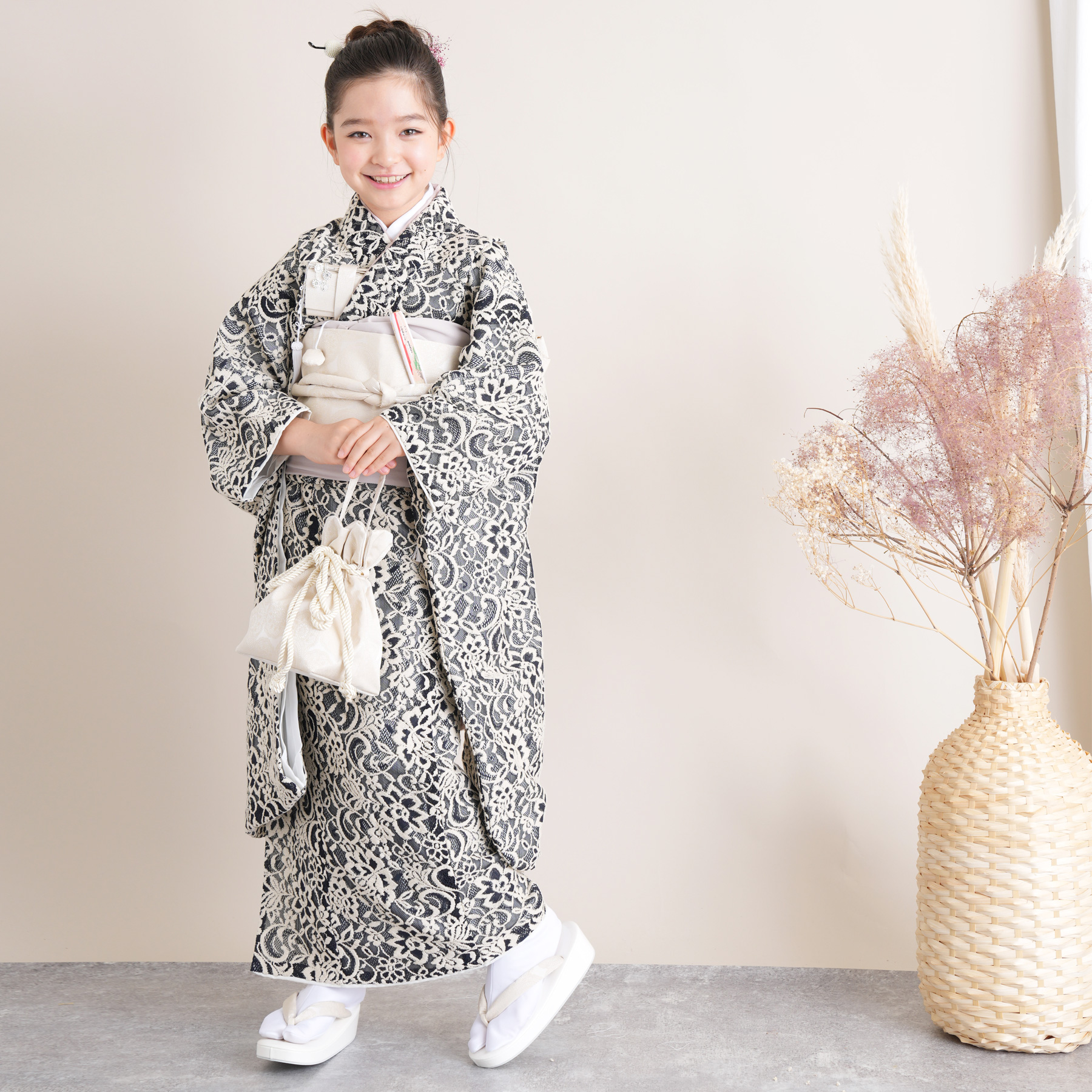 七五三7歳セット セット七五三7歳女の子長着＆簡単半衿＆袋帯＆草履＆バッグ