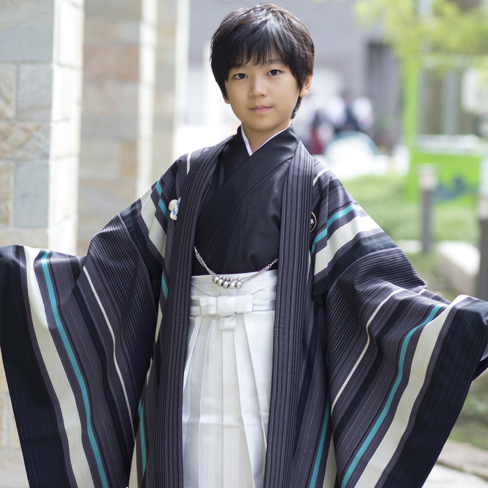 【レンタル】袴 小学生 卒業式 男の子 レトロ 【九重 袴12点セット 羽織袴 ストライプ 灰色 グレー 白系 水色】卒業式 袴 小学生 レンタル 男の子 レトロ ジュニア 男児 10歳 11歳 12歳 13歳 十歳祝い 十三参り 卒業式 往復送料無料|utatane