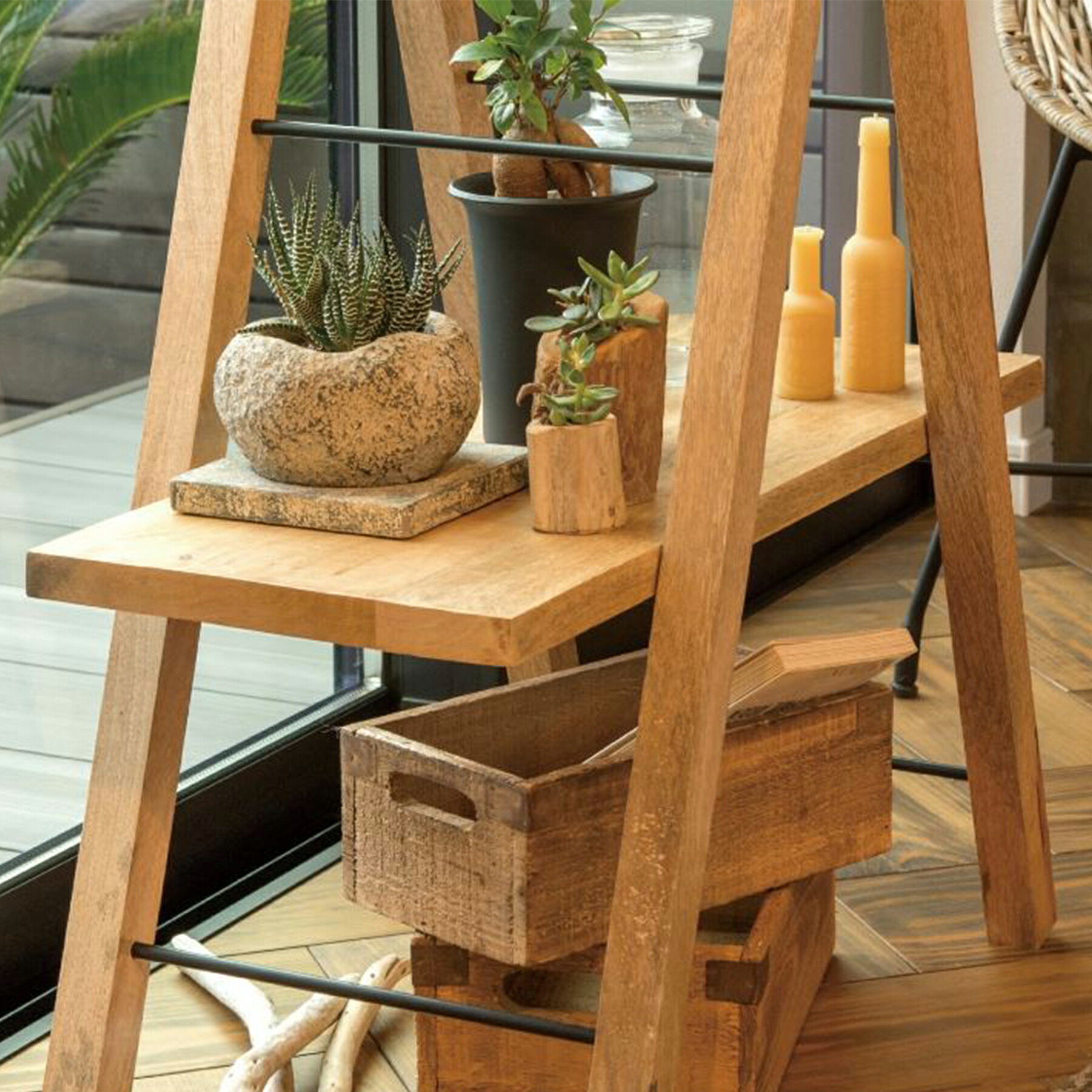 楽天市場】ラダー L 折りたたみラダーラック 木製 ラダーシェルフ