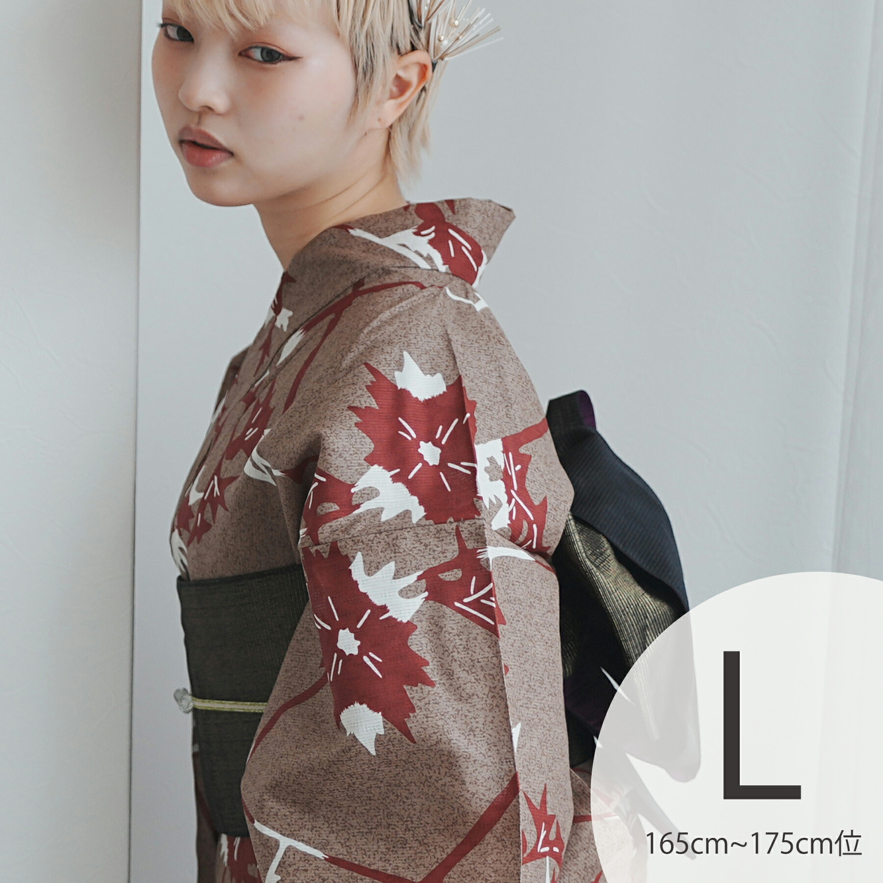 2026再入荷【utatane 浴衣 単品 高級変わり織|ココアと赤茶のあざみ砂嵐(Lサイズ)】国産生地・国内染色|希少図案を現代に復刻|トールサイズ(165-175cm)|浴衣(ゆかた)|utatane
