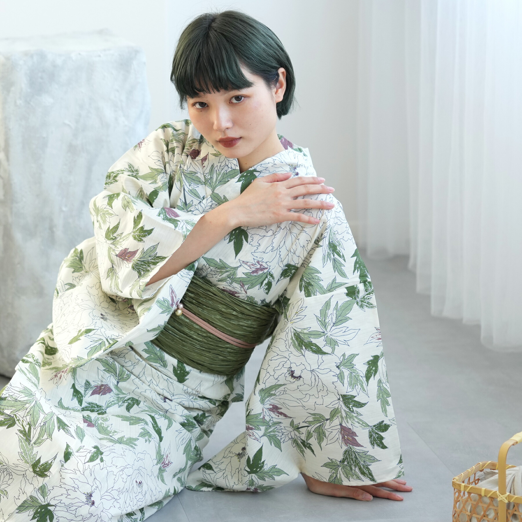 楽天市場】【utatane 綿麻 高級変わり織 浴衣3点セット 先染め