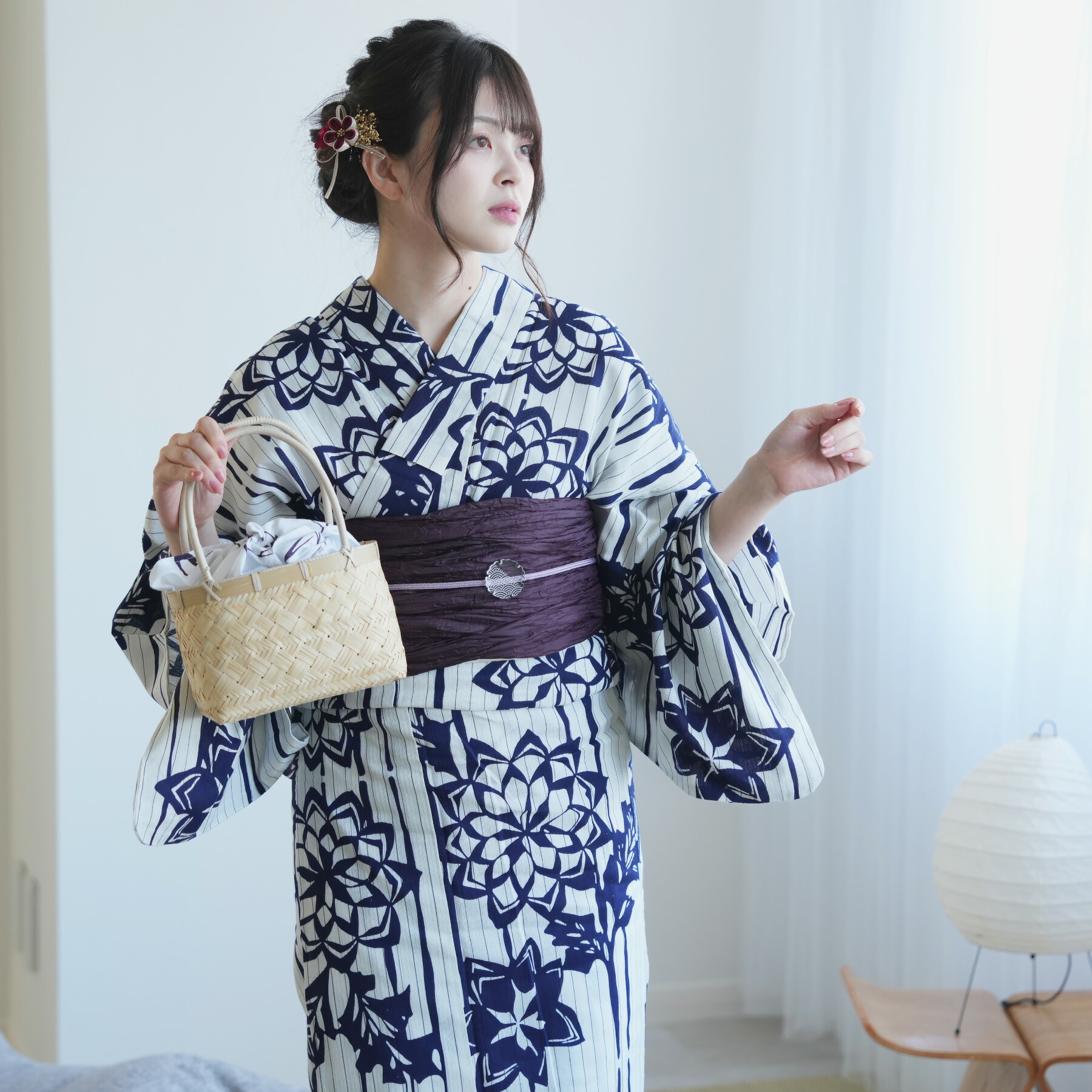 浴衣　注染本染め日本製 仕立上り】【日本製】【注染(本染め)】【浴衣単品】どこか