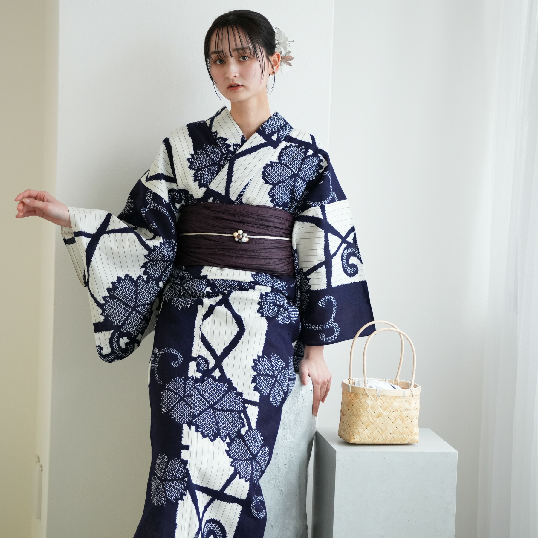 楽天市場】【utatane×注染工房 日本製小幅生地使用 浴衣3点セット 等間