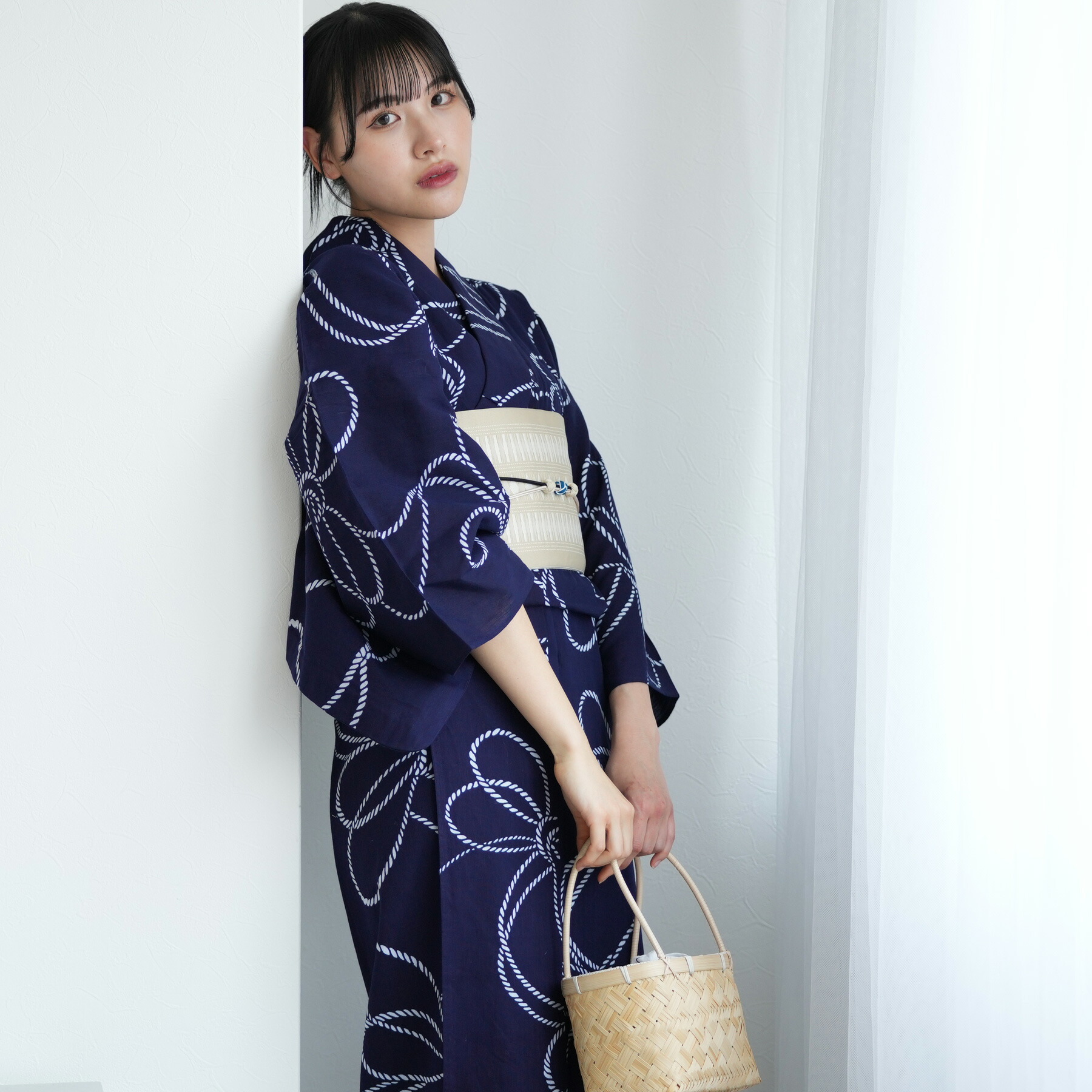 浴衣✿注染　手縫い仕立上がり　濃紺色　枝花　綿 楽天市場】【utatane×注染工房 日本製小幅生地使用 浴衣3点