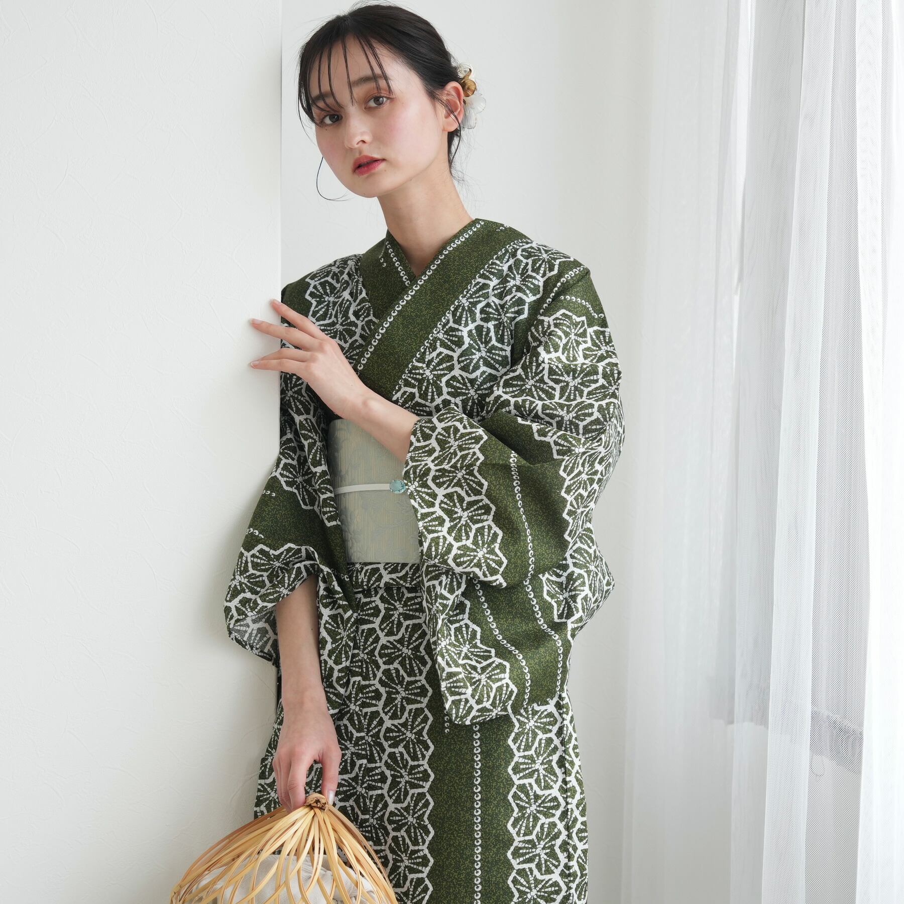 専用です☆アンティーク山吹色の着物にグリーンのだらりの帯セット 専用です☆アンティーク山吹色の着物にグリーンのだらりの帯セット