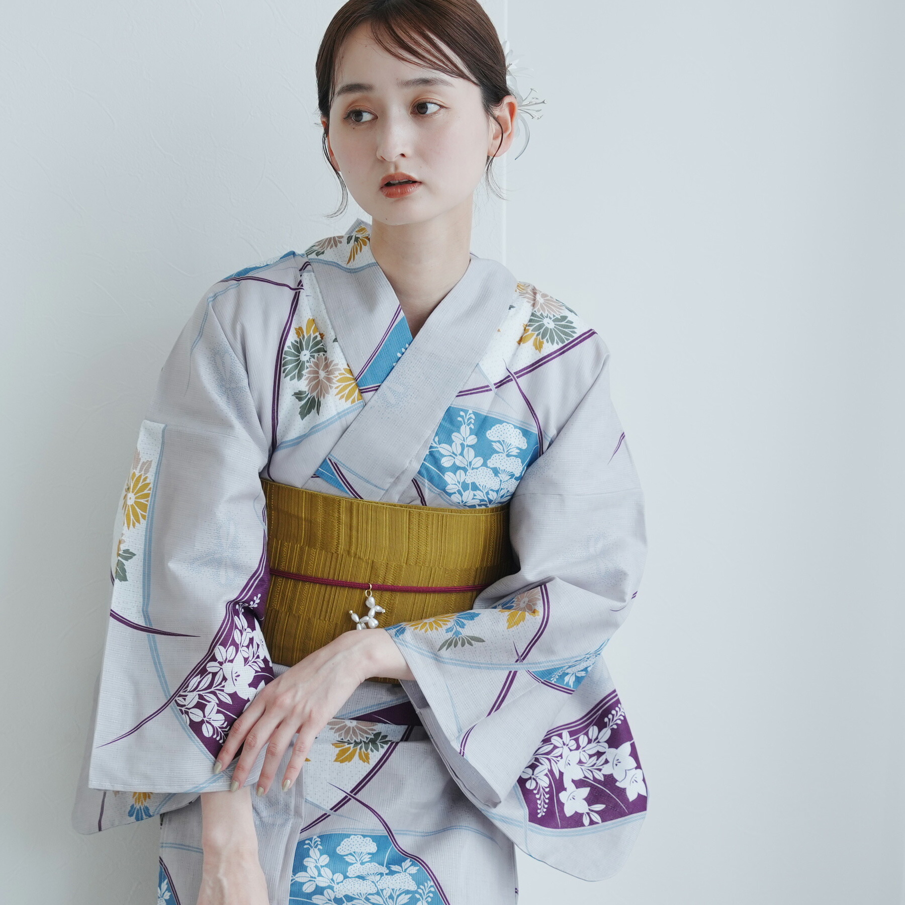 楽天市場】【utatane 高級変わり織 浴衣3点セット 上品グレーの